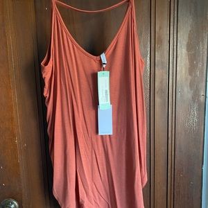 Side Slit Rust Orange Tank Top